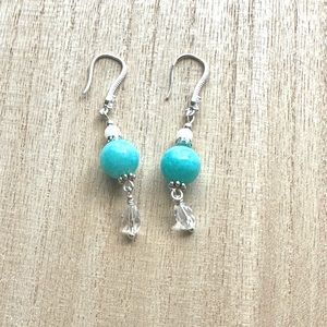 Aqua blue quartz drop earrings